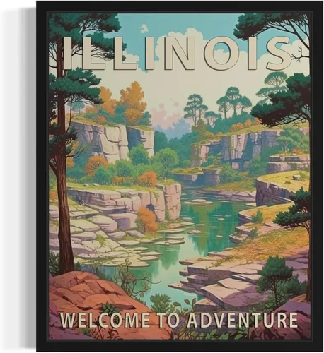 Vista 32 de Póster artístico de paisaje del estado de Alabama, decoración artística de paisaje retro de estados, pintura de montaña y paisaje de aventura