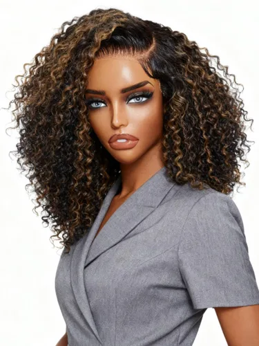 Vista 11 de Pelucas de cabello humano Bob de Beauty Forever, rubia con raíces marrones, parte lateral, corte recto, 7x5 encaje HD, adiós a los nudos, peluca Bob