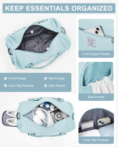 Vista 6 de Bolsa de gimnasio para mujer, bolsa de viaje de viaje, bolsa de mano deportiva, bolsa de fin de semana