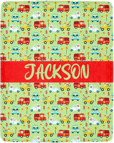 Vista 17 de Artsadd Mantas personalizadas con nombre y diseño de transporte para bebé niño de 30 x 40 pulgadas, manta personalizada de camión con nombre
