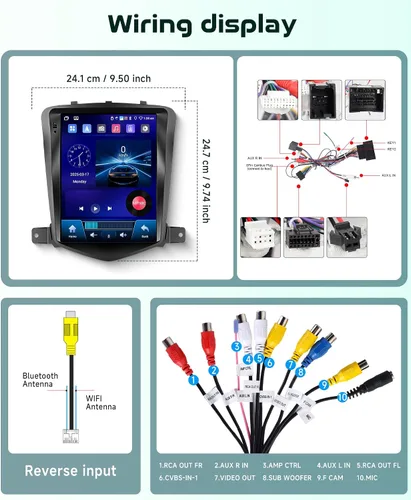 Vista 7 de Radio estéreo de coche 4G+64G para Chevrolet Cruze 2009-2015 con CarPlay Android Auto, Tesla estilo 9.7 pulgadas IPS pantalla táctil Android 13