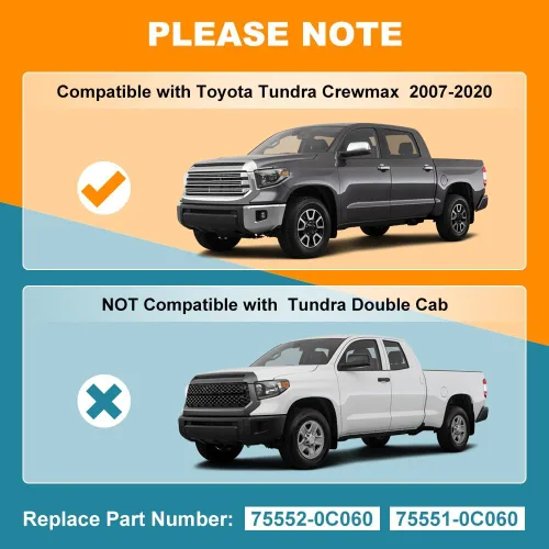 Vista 3 de JDMON Burlete de moldeo por goteo para techo compatible con Toyota Tundra Crewmax 2007-2021, reemplazo 75552-0C060 75551-0C060, izquierda