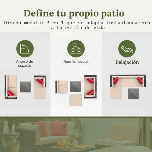 Vista 6 de Devoko Juego de muebles de patio de 5 piezas para todo tipo de clima, sofá seccional de patio al aire libre, tejido manual, mimbre de ratán, sofás
