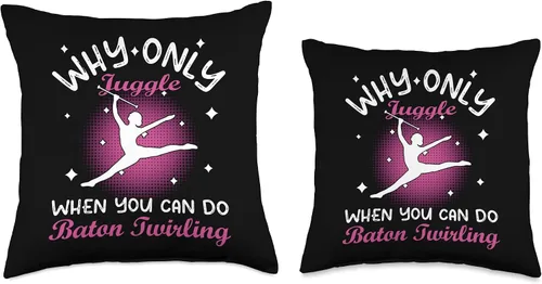 Vista 3 de Cool majorette baton twirling gifts Why only Juggle When You can do Baton Twirler Throw Pillow, 16x16, Multicolor