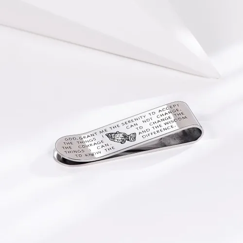 Vista 6 de FaithHeart Can Engrave - Clip de dinero para hombre, acero inoxidablechapado en oro, tarjetero minimalista para tarjetas, clips personalizados