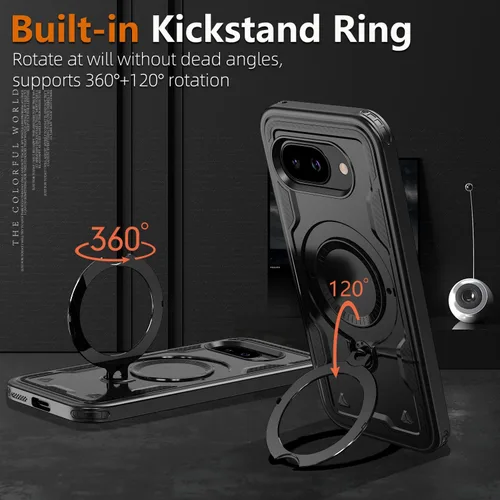 Vista 3 de Funda magnética para Google Pixel 9A compatible con cargador inalámbrico MagSafe, para Pixel 9A, funda de teléfono integrada de 360 °, con 2