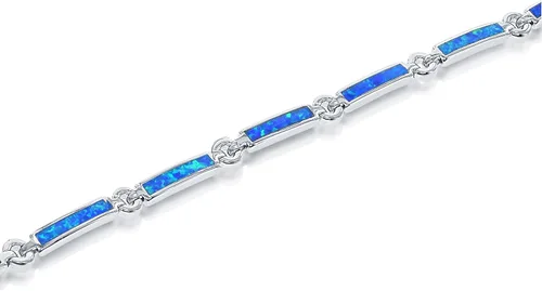Vista 3 de Pulsera de plata de ley de 70in con ópalo azul