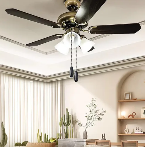 Vista 5 de Paquete de 2 Extensores de Cadena de Ventilador de Techo de Madera Negra, 12 pulgadas Extensión Decorativa de Tiradores de Cadena de Ventilador Negro