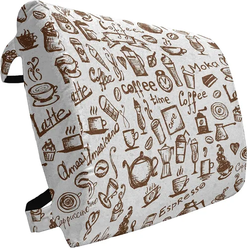 Vista 41 de Ambesonne Almohada de viaje para pizza, con patrón dibujado a mano, menú de pizzería, comida rápida, deliciosa comida gourmet, accesorio de viaje