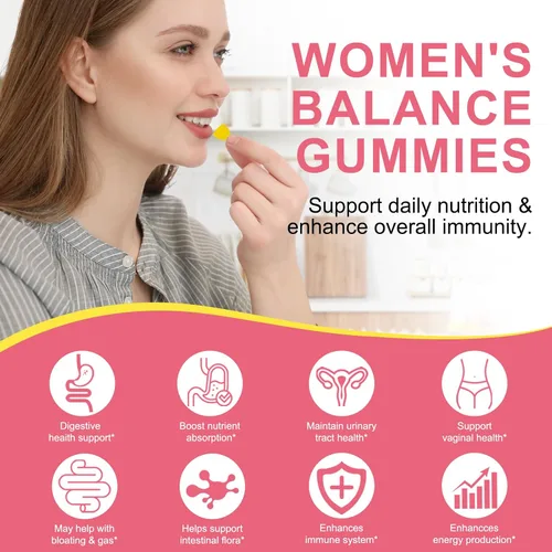 Vista 2 de Probióticos vaginales fuente de gomitas femeninas, equilibrio de pH, gomitas de equilibrio femenino para mujeres, probióticos para mujeres salud