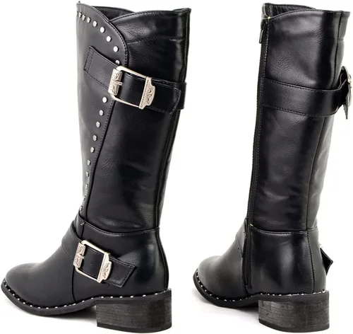 Vista 6 de Milwaukee Leather MBL9423 Botas con tachuelas negras para mujer