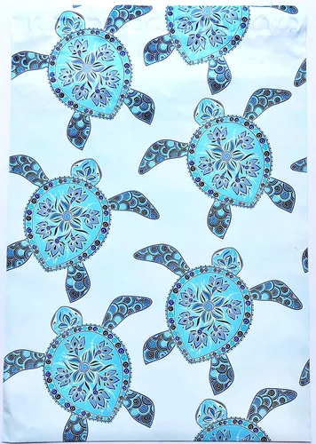 Vista 2 de Blue Sea Turtle - Sobres de envío de polietileno impresos de diseño de tortugas marinas personalizables1