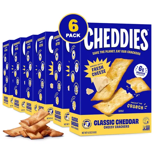 Vista 19 de Cheddies, Galletas de queso cheddar 100% naturales con proteína, queso cheddar, 4.2 onzas, 6g de proteína, bajas en carbohidratos