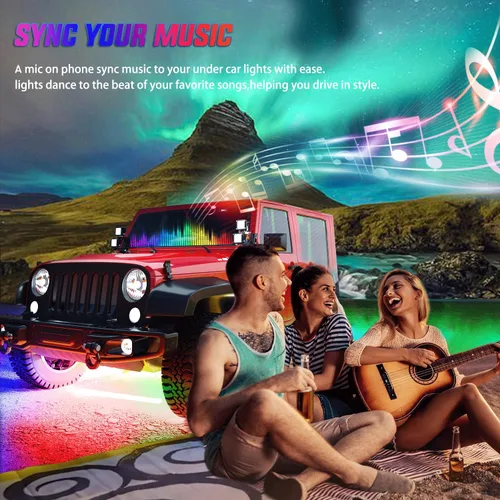 Vista 6 de Nilight 6 Piezas Tiras de Luces de Neón de Acento para Bajos del Automóvil 300 LEDs Multicolor RGB-IC DIY Función Activa de Sonido Modo Música