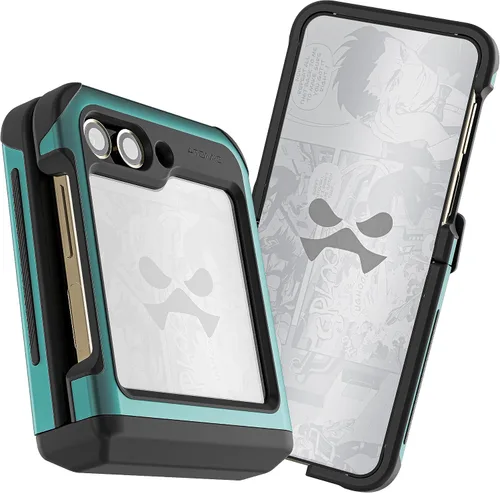 Vista 81 de Ghostek Atomic - Funda delgada para Galaxy Z Flip 4, parte trasera de aramida con parachoques de aluminio rojo, funda protectora de doble capa a