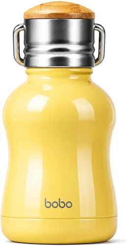 Vista 17 de YOHKOH Mini Botella de Agua Aislada al Vacío Con Tapa de Bambú - Botella de Agua Térmica de Acero Inoxidable para Mujeres, Niñas, Niños, Botella