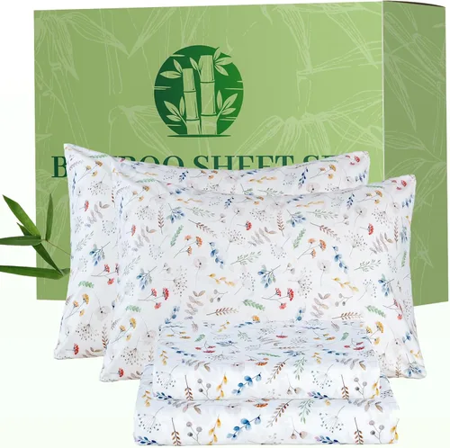 Vista 23 de Bedlifes Juego de sábanas refrescantes de 3 piezas tamaño individual con mezcla de rayón derivado de bambú, suave y transpirable, bolsillo profundo