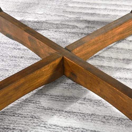 Vista 7 de Mesa auxiliar redonda para sala de estar, mesas de cóctel de madera maciza con parte superior empalmada, mesa central tradicional de madera
