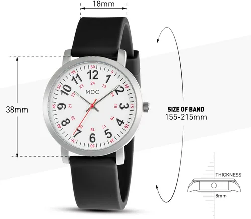 Vista 5 de Infantry MDC 5ATM Waterpfoof - Reloj de enfermera para estudiantes de medicina, médicos, relojes de enfermería para mujeres con segunda mano, hora