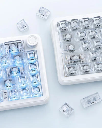 Vista 6 de Ice Clear - Juego de teclas transparentes de 126 teclas, teclas de teclado de perfil ASA, compatibles con MX-para teclado mecánico