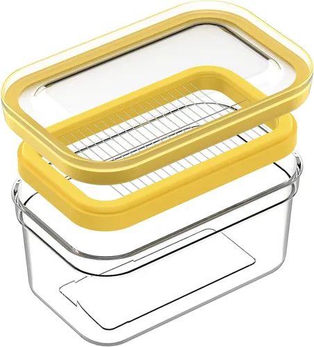Vista 10 de UNIVIVO Cortador de Mantequilla de Plástico, Envase de Mantequilla con Tapa para Nevera, Corte Fácil de Dos Barras de Mantequilla de 4oz