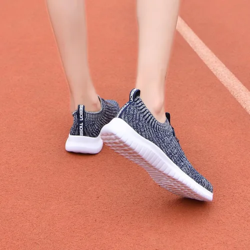 Vista 4 de ECHOINE Tenis deportivos para caminar para mujer, ligeros, informales, de punto, sin cordones