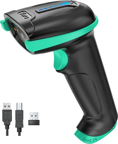 Vista 12 de Tera Escáner de Códigos de Barras Inalámbrico Versátil 2-en-1 (2.4Ghz Inalámbrico + USB 2.0 Con Cable) con Indicador de Nivel de Batería, Distancia