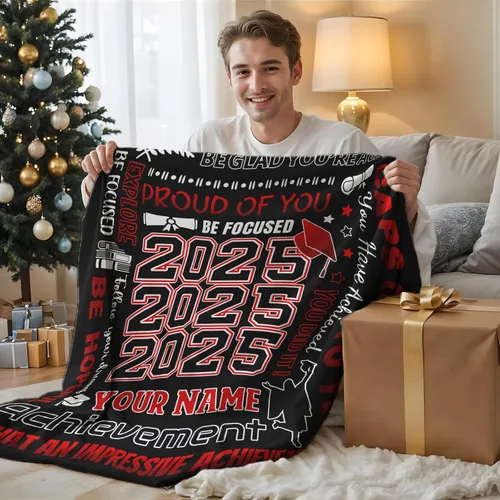 Vista 6 de Mantas personalizadas para clase de 2024 con nombre, manta de forro polar de 30 x 40 pulgadas para niños, regalos de graduación suaves y acogedores