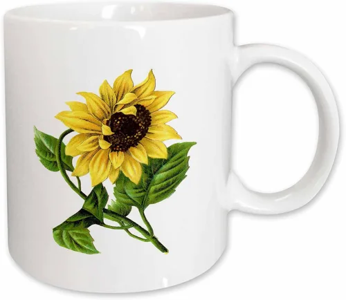 Vista 12 de 3dRose Taza de café, tamaño – 15 oz – Girasol vintage gigante vintage – divertido regalo de taza de café