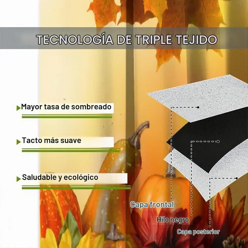 Vista 6 de Cortinas rústicas de calabazas de otoño, girasoles de otoño, cosecha de Acción de Gracias, granja, romántica, otoño, dormitorio, sala de estar