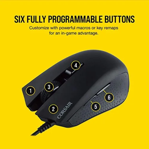 Vista 4 de Corsair Harpoon PRO RGB - Mouse para juegos ligero con cable FPS/MOBA - 12,000 DPI - 6 botones programables - Compatible con iCUE - PC, Mac, PS5