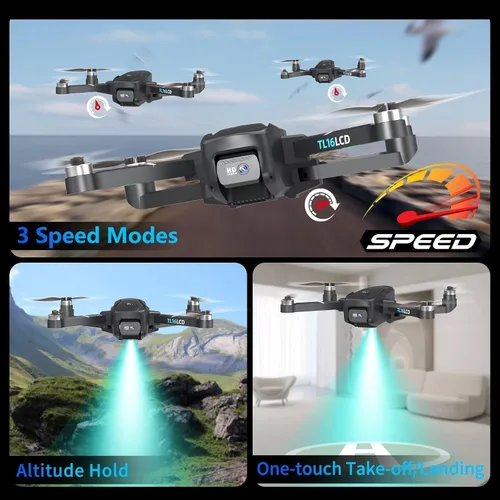 Vista 6 de Drones con cámara para adultos 4K, dron GPS con controlador de pantalla LCD de 4.5" Seguimiento automático de seguimiento 5G de largo alcance