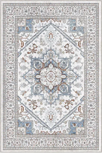 Vista 355 de OPPODREAM Alfombras suaves, pequeñas y lavables con parte trasera antideslizante, alfombra de cachemira sintética de pelo bajo, 2 x 3 pies, azul