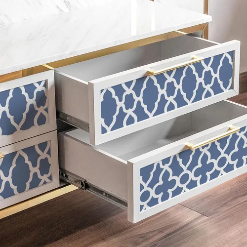 Vista 6 de Rugreat Papel tapiz geométrico azul marino para despegar y pegar, papel de contacto moderno bohemio para armarios, papel tapiz autoadhesivo