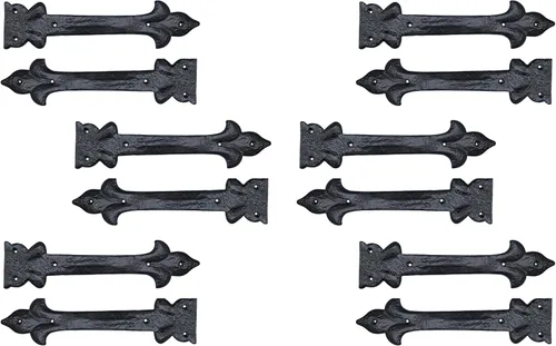 Vista 24 de Adonai Hardware Adonijah Bisagra falsa de aluminio para montaje frontal (6.5" x 12 Pack, Negro mate) para puertas de granero, puertas, armarios