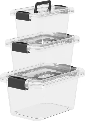 Vista 8 de Cetomo Paquete de 12 cajas de almacenamiento de 6 pulgadas de largo x 12 unidades, con tapas y asa para organización del hogar, dormitorio, oficina