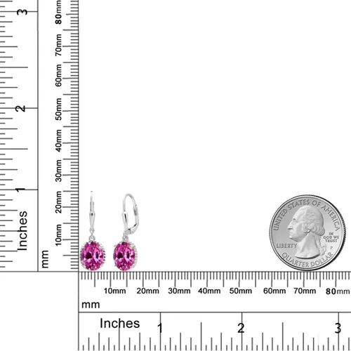 Vista 170 de Gem Stone King Aretes colgantes de gota para mujer, plata de ley 925, piedra natal ovalada de 0.354 x 0.276 in, joyería fina, regalos para ella