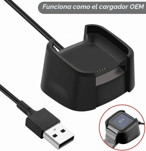 Vista 3 de Cargador para Fitbit Versa (no para Versa 2/3), cable de carga USB de repuesto para reloj inteligente Fitbit (3.3 pies/3.3 ft)