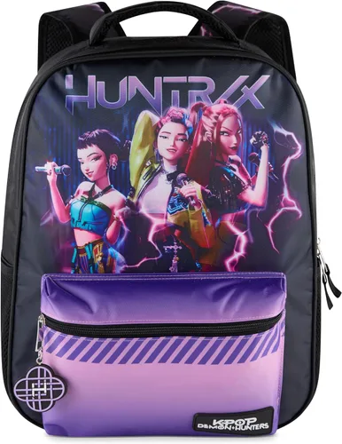 Vista 8 de AI ACCESSORY INNOVATIONS K-Pop Demon Hunters - Mochila de 16 pulgadas para niñas, con un Derby de cara grande con orejas 3D y bordado, dije de bolsa