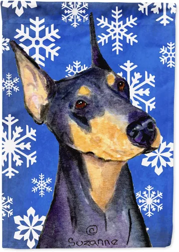 Vista 251 de Caroline's Treasures SC9374GF Bulldog English Snow flakes Holiday Garden Flag Buzón Bandera decorativa para patio exterior, patio, obras de arte