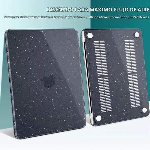 Vista 6 de DONGKE Funda con purpurina para MacBook Neo de 13 pulgadas 2026 (modelo A3404 A18 Pro Chip) Carcasa rígida transparente brillante con protector