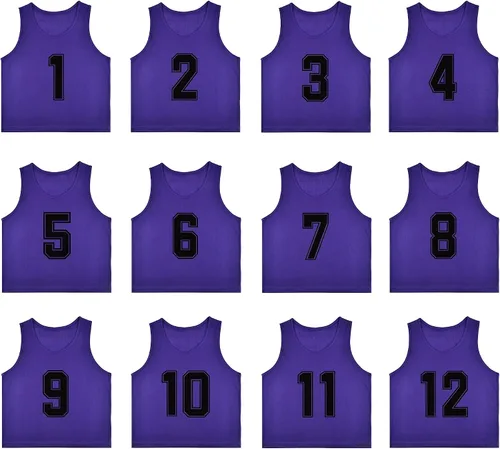 Vista 8 de Juego de 12 chalecos de fútbol numerados (1-12) con bolsa de transporte