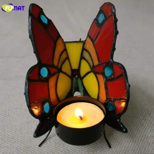 Vista 9 de Tiffany - Portavelas de cristal con diseño de mariposa para mesa de mesa de candelita, luz nocturna, boda, madre, niña, regalos para el día de San