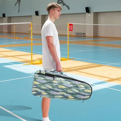 Vista 8 de Bolsa de tenis y bádminton resistente al agua flores verdes 3 raquetas bádminton bolsa para mujeres, hombres, adolescentes raquetas de tenis