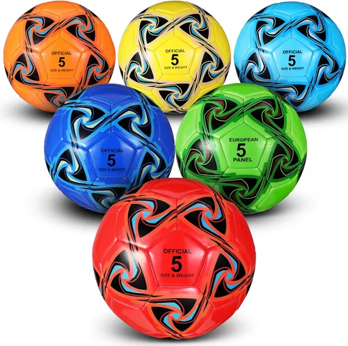 Vista 7 de Deekin 6 pelotas de fútbol a granel con inflador, tamaño oficial, para interiores y exteriores, regalo de fútbol para niños, adolescentes y adultos