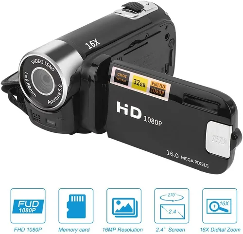 Vista 7 de Focket Videocámara de video con zoom digital de 16X, pantalla LCD de 2.7 pulgadas, grabadora de cámara digital de 16 MP, cámara de vlogging de 128
