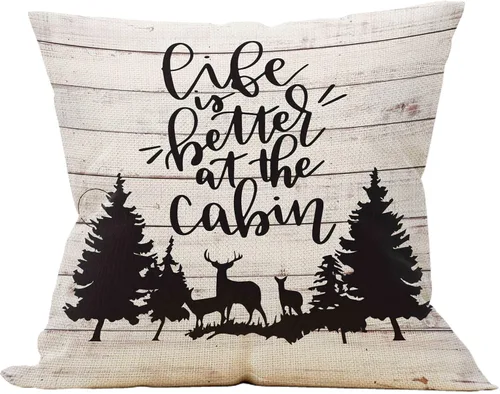 Vista 7 de Mancheng-zi Fundas de almohada de caza de 18 x 18 pulgadas, almohada de montaña, almohada de ciervo, almohadas rústicas, funda de almohada rústica