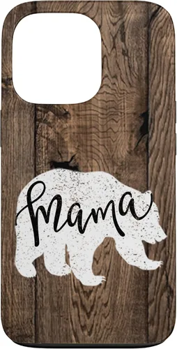 Vista 10 de Woodgrain Rustic Farmhouse Shiplap Brown Wooden Mama Bear Case for iPhone 17