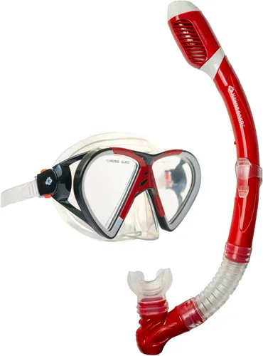 Vista 2 de Hawaii Divers Leilani Mask Snorkel and Fin Set, Adult Snorkeling Gear, Dual-Window Tempered Glass Mask, Dry-Top Snorkel, Adjustable Fins, Travel