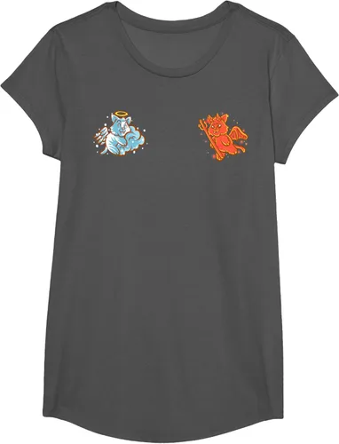 Vista 34 de Camiseta de gato ángel y diablo sentado en tu hombro Nerd Kitten, Negro